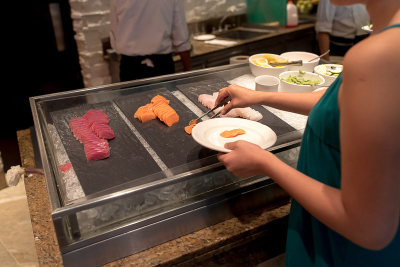 Sashimi during breakfast hour at the Circles Event Café. (Photo: Gel ST)