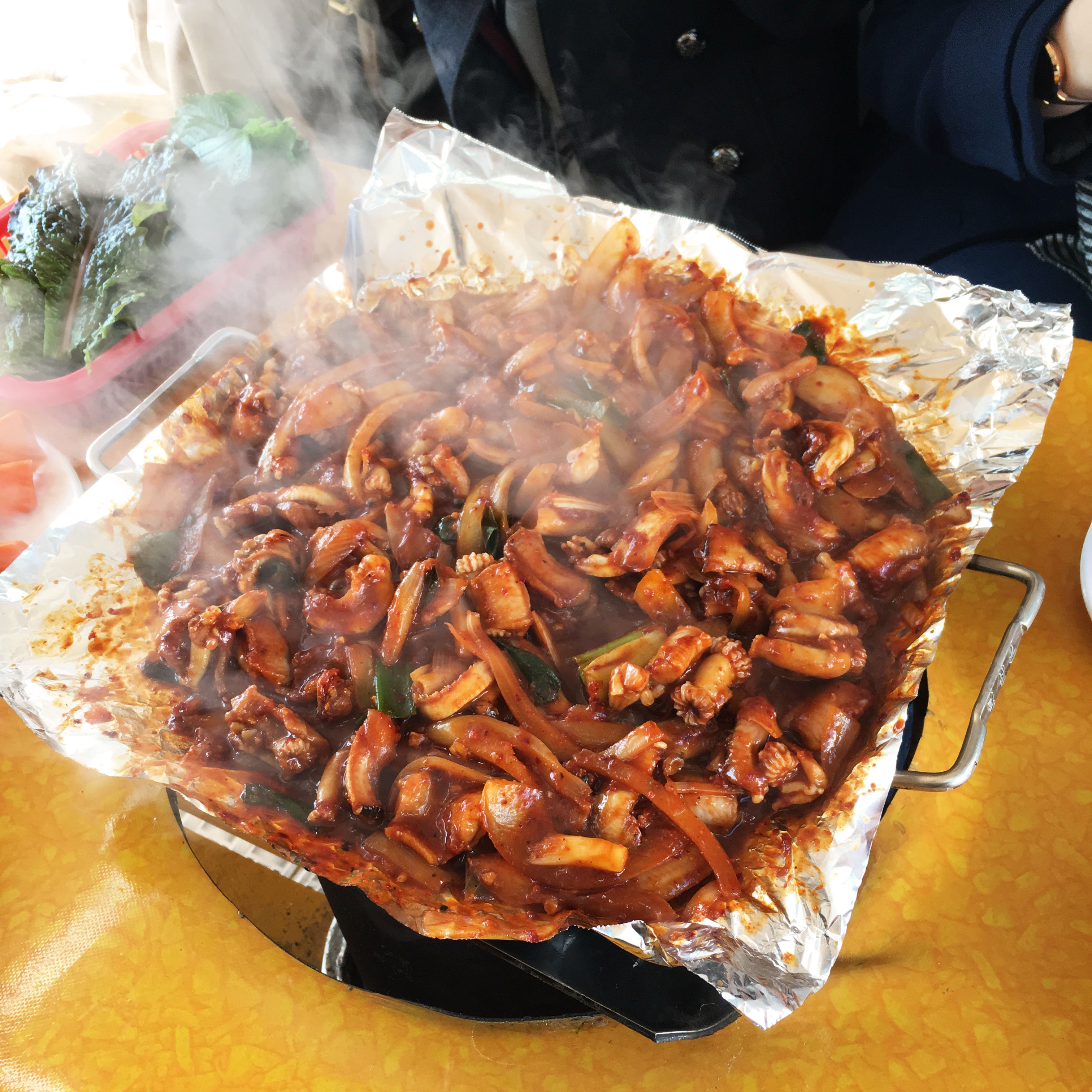 Sweet and spicy sotong at one of the streetside vendors in Jagalchi Fish Market.