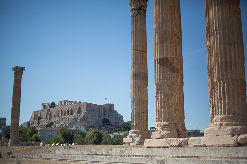 The view of Acropolis from the Temple of Zeus, which is also one of the stops for the hop-on-hop-off bus. Photo © Katherine Goh.